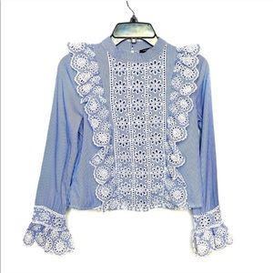 Romeo & Juliet Striped Eyelet Blouse